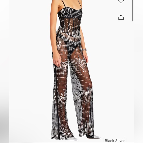Sheer jumpsuit - Black sheer crystals - Picture 4 of 5